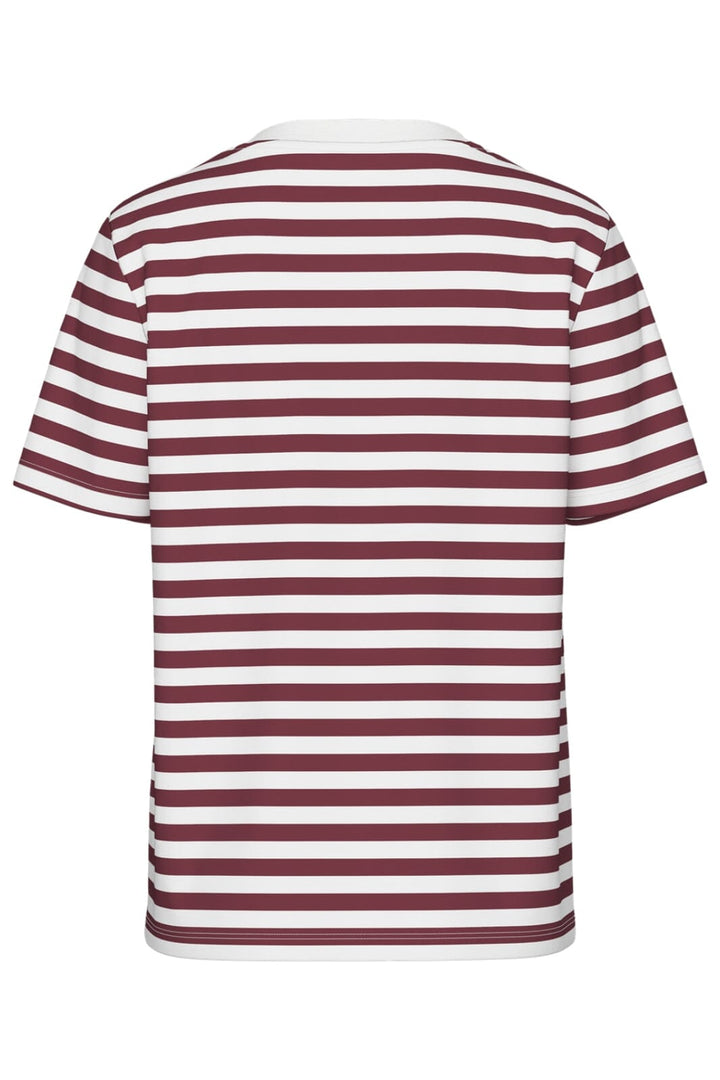 Pieces - Pcria Ss Tee Stripes - 4856960 Tawny Port Bright White