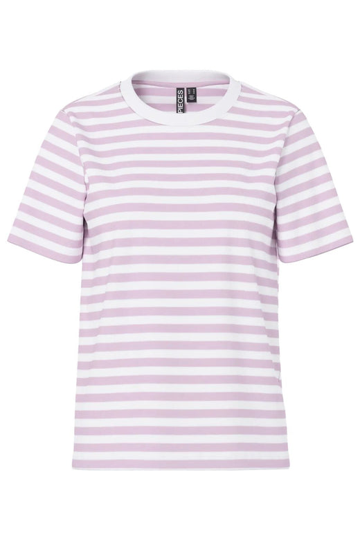 Pieces - Pcria Ss Tee Stripes - 4902466 Winsome Orchid Bright White T-shirts 