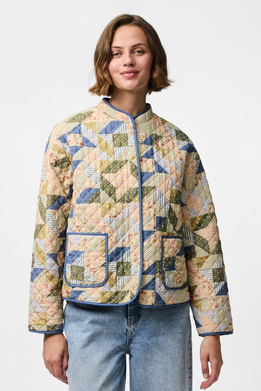 Pieces - Pcrikke Quilted Jacket - 4928319 Birch Patchwork