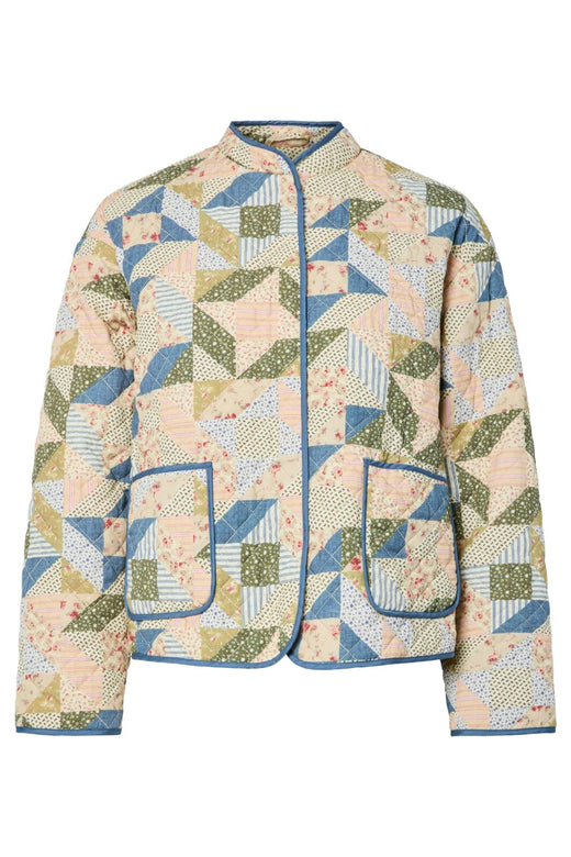 Pieces - Pcrikke Quilted Jacket - 4928319 Birch Patchwork