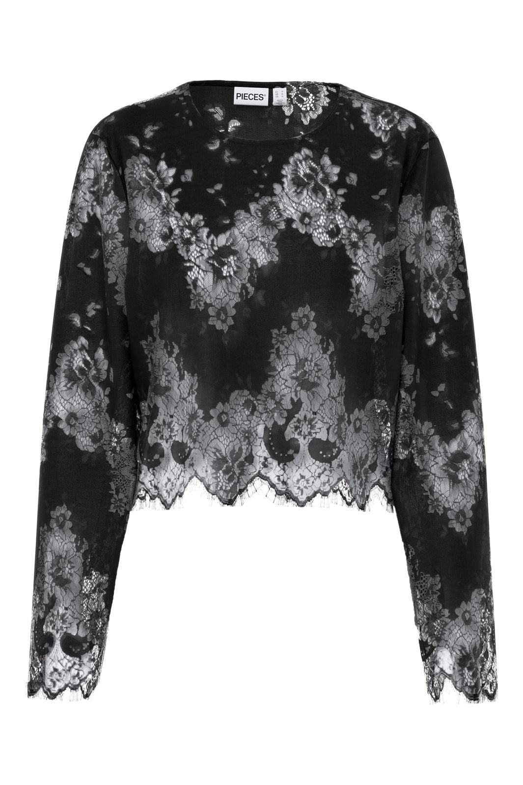 Pieces - Pcrinne Ls Lace Top Kca - 5071431 Black