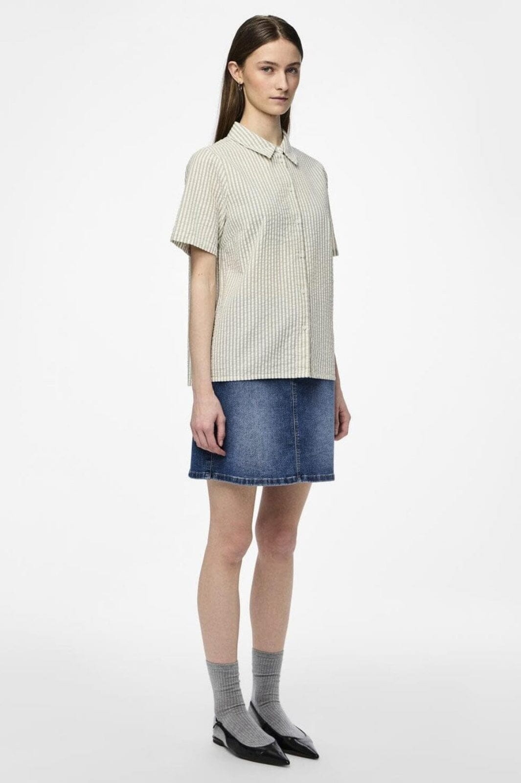 Pieces - Pcsally Ss Shirt - 4497645 Tea Cloud Dancer