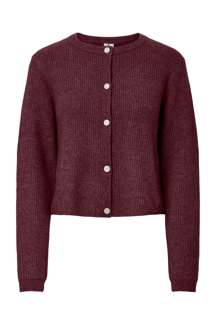 Pieces - Pcsilly Ls O-Neck Knit Cardigan - 4964322 Tawny Port Melange