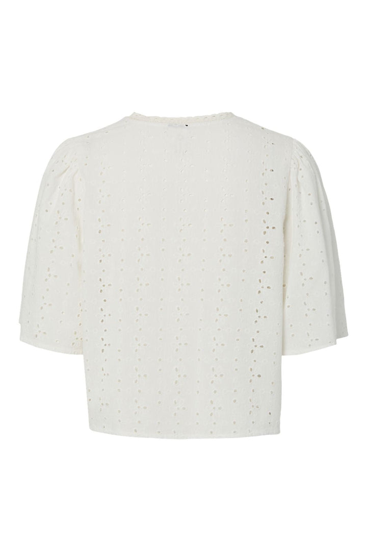 Vorbestellung - Pieces - Pctyla 2/4 V-Neck Tie Top Pp - 4935352 Cloud Cream