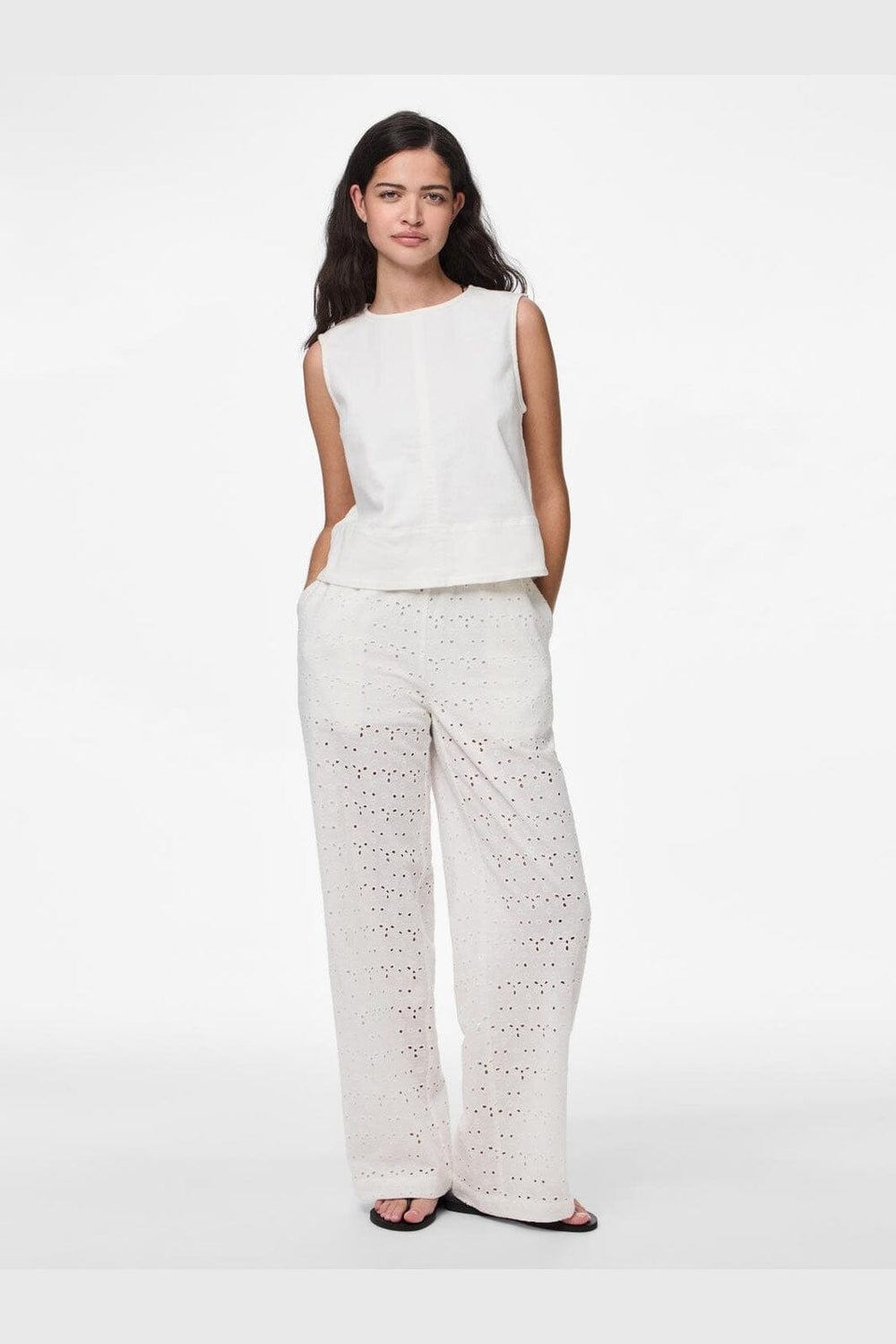 Pieces - Pctyla Wide Pants Pp - 4935355 Cloud Cream