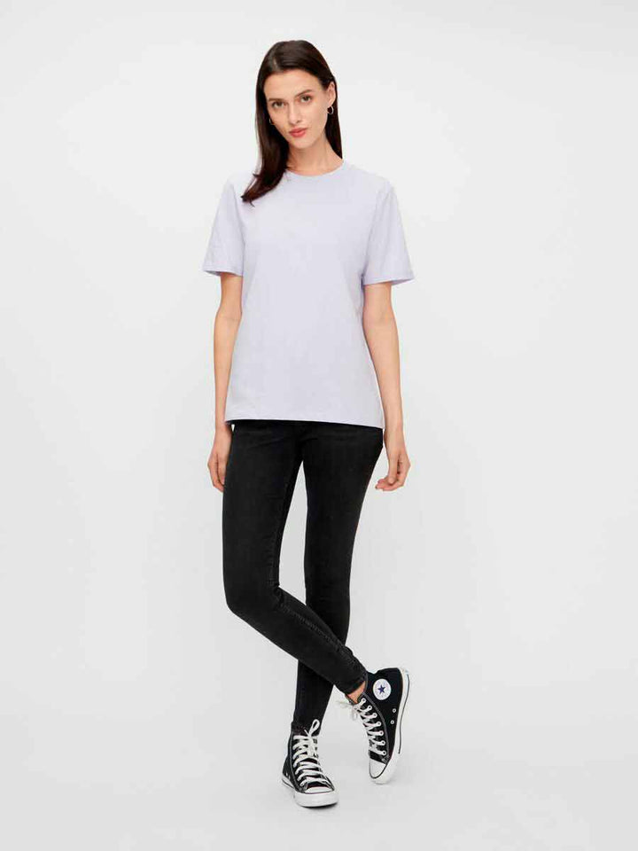 Pieces - PcRia SS Fold Up Tee - Bright white