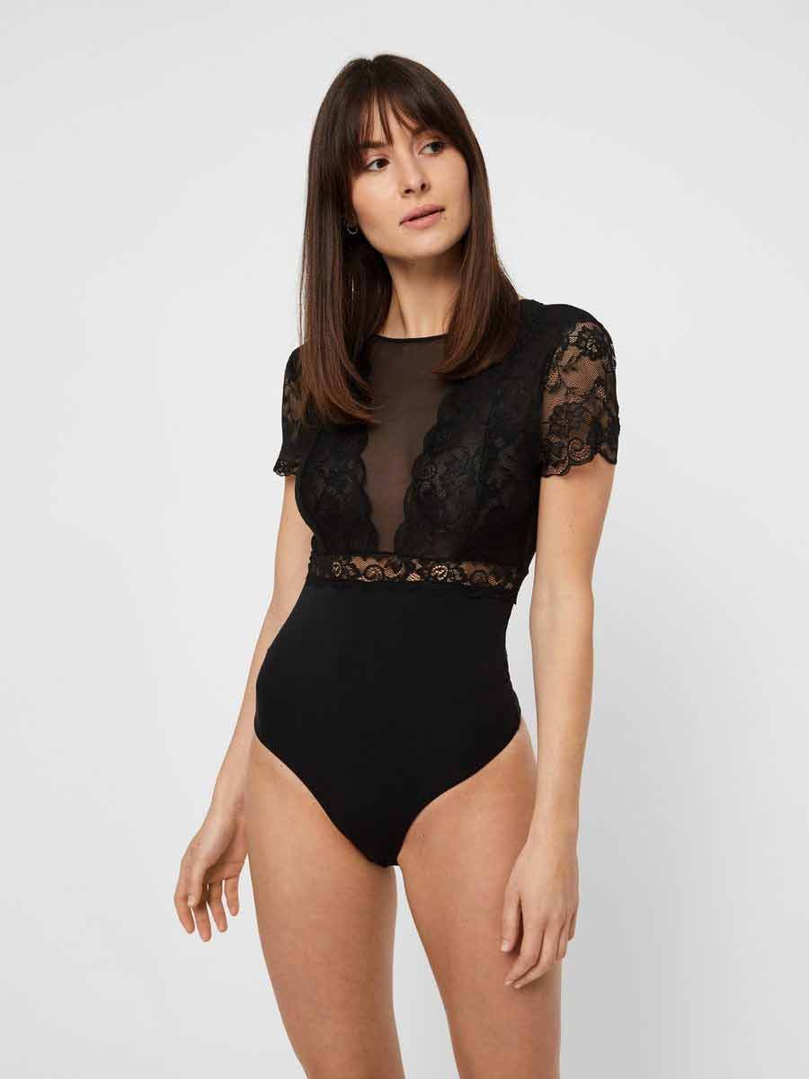 Pieces - Sicca SS Bodystocking - Black