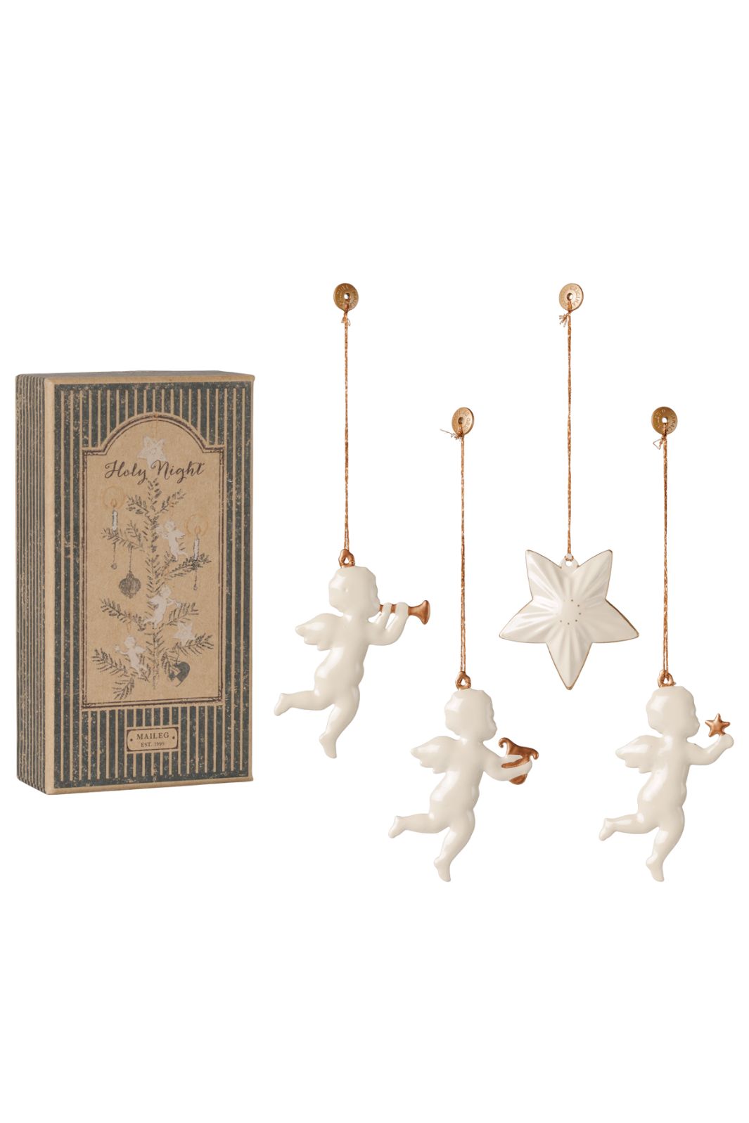 Maileg - GaveæSke Med MetalophæNg - Hellig Nat - Off White - 14-6514-00