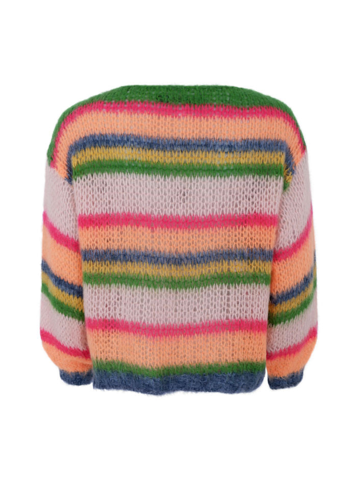 Black Colour - Bcanna Multi Striped Jumper 1241 - Orange Multi