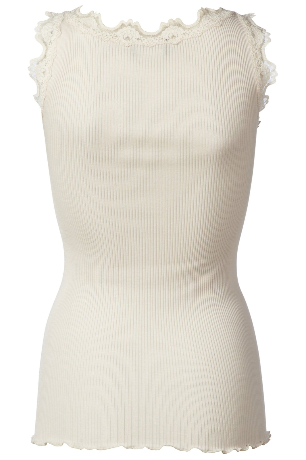 Rosemunde - Silk Top Regular w/ Vintage Lace - Soft Powder