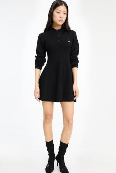 Rotate - Slinky Knit Polo Dress 115488100 - BLACK Kjoler 