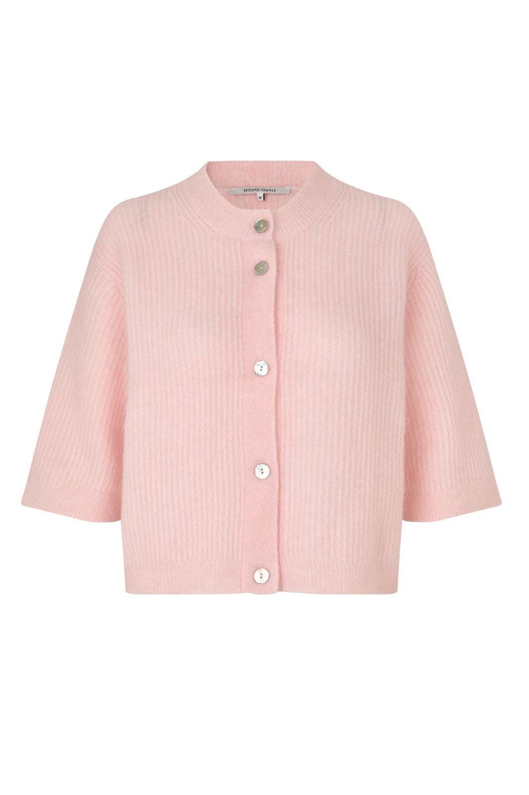 Second Female - Andrea Knit Rib Cardigan 58367 - 9413 Crystal Pink Cardigans 
