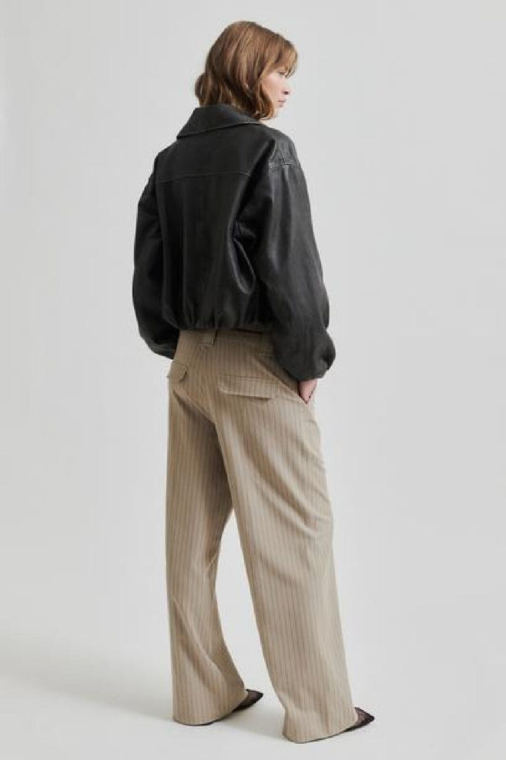 Second Female - Lato Leather Bomber Jacket 59476 - Thunderstorm 7043