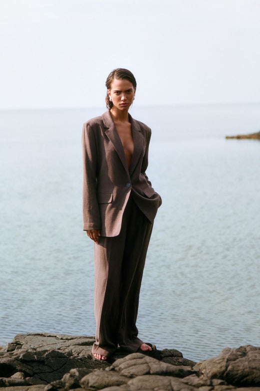 Second Female - Lino Trousers 57098 - Chocolate Brown 6139 Bukser 