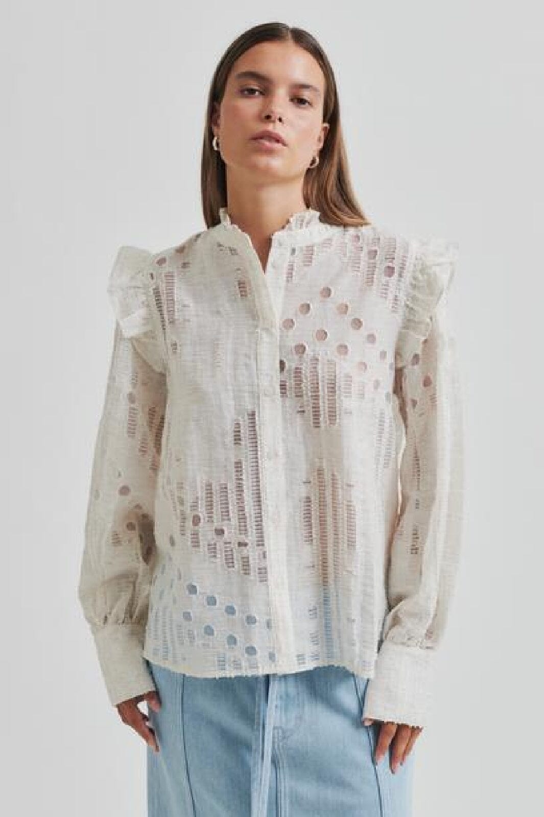 Second Female - Nete Frill Shirt 59393 - 1044 Coconut Milk