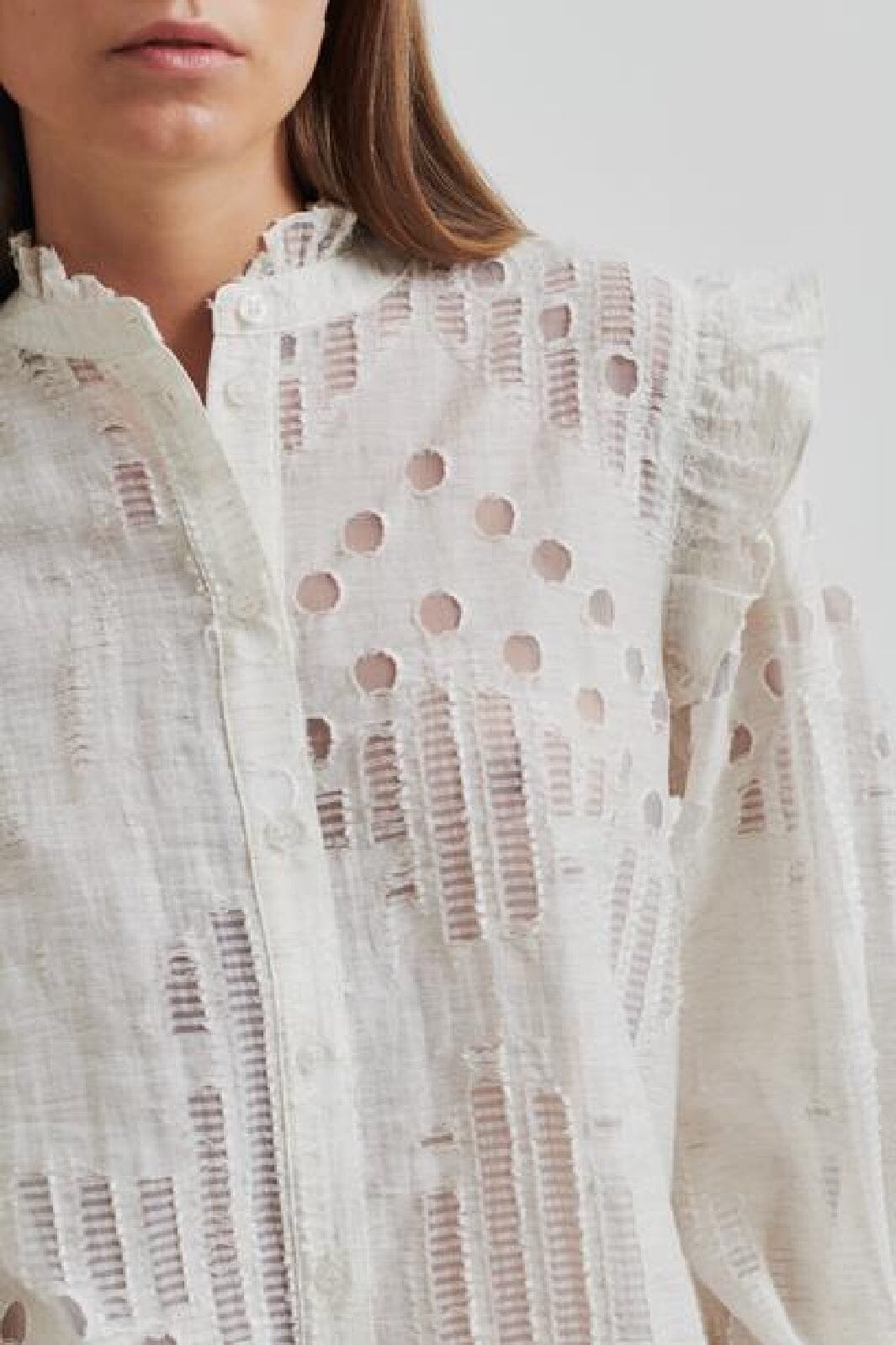 Second Female - Nete Frill Shirt 59393 - 1044 Coconut Milk
