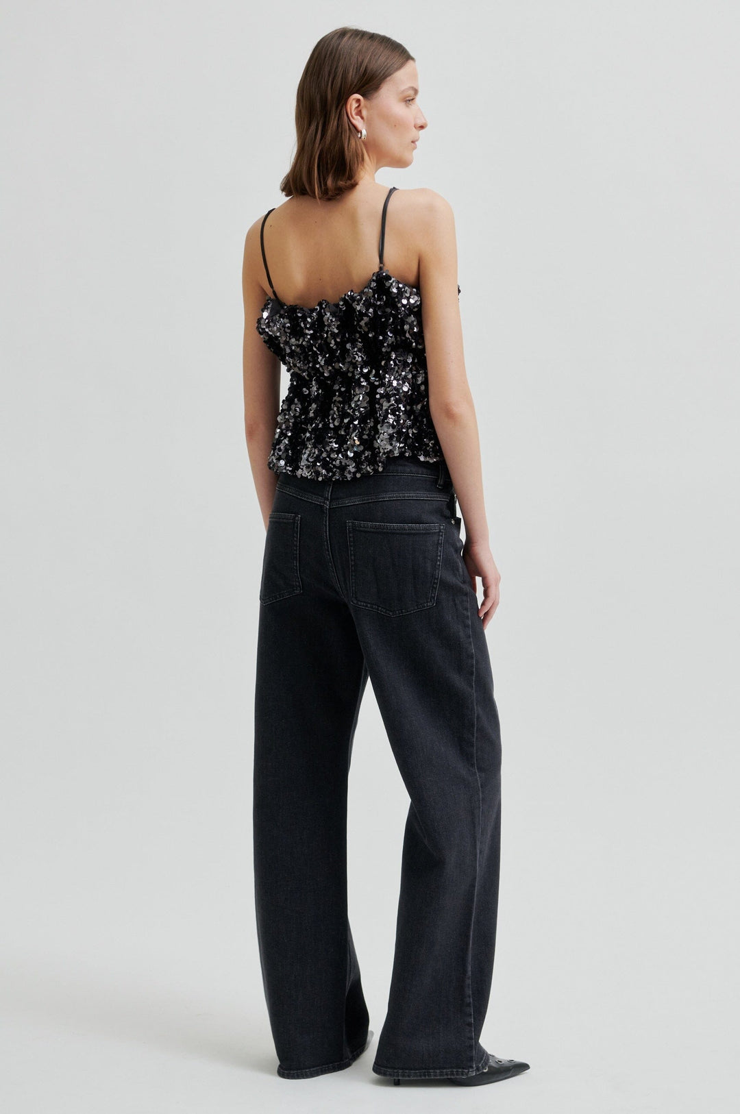 Second Female - Shiny Strap Top 60229 - 7049 Gungrey Metal Toppe 