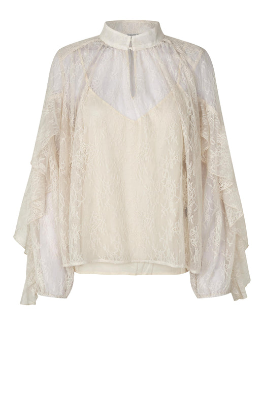 Second Female - Sybell Lace Blouse 60509 - 0512 Soft Beige Bluser 
