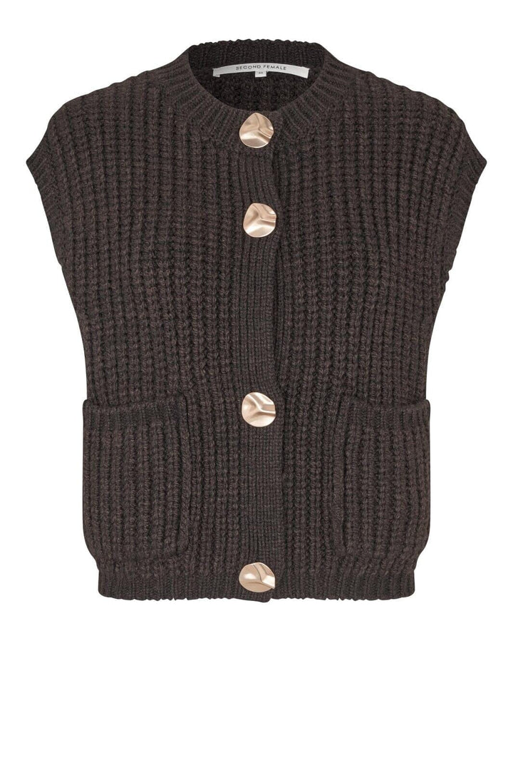 Second Female - Ulrikke Knit Vest 60546 - 6150 Chocolate Torte Veste 