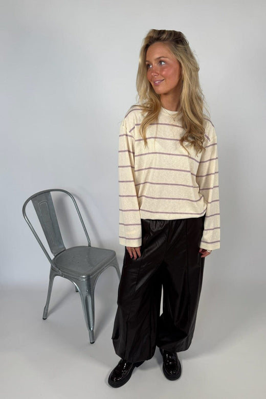 Sisters Point - Esther-Ls 19561 - 833 - Cream Stripe Bluser 