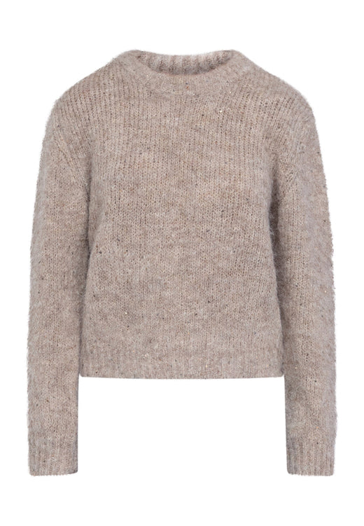 Sisters Point - Lessie-Pu 20157 - 116 - Beige Glitter Strikbluser 