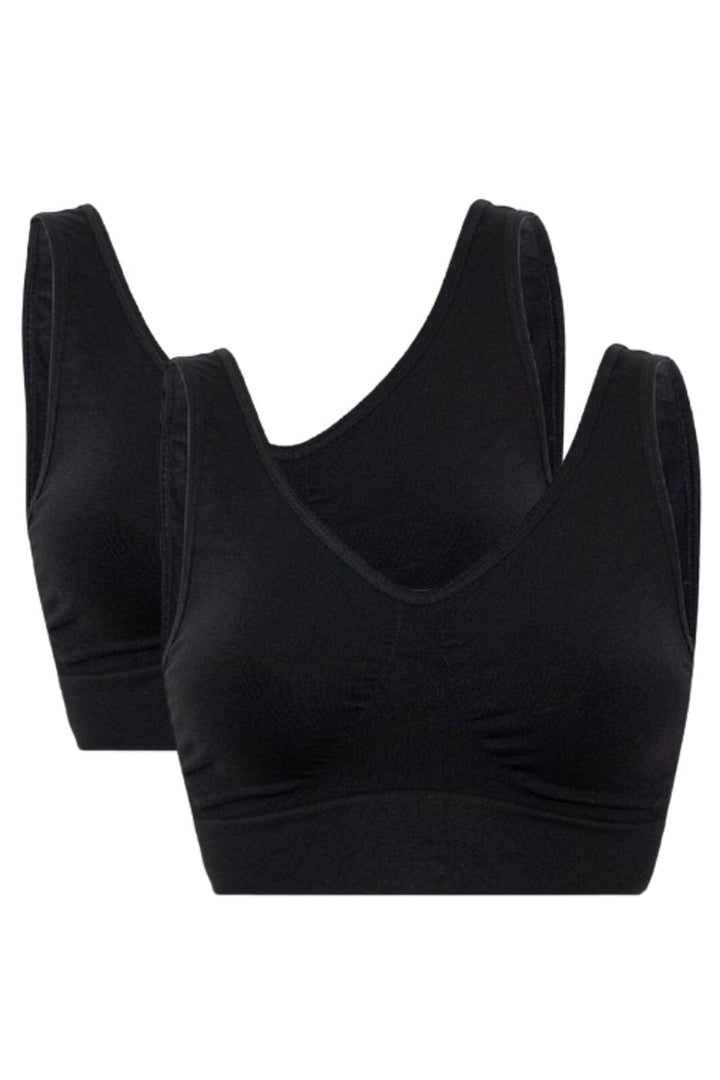 Soft basic - Haily Bra top wide strap 2 pak - black