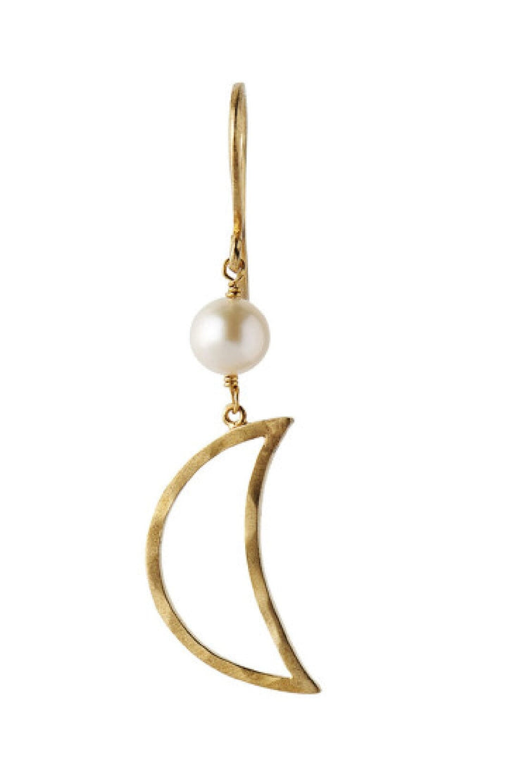 Stine A - Bella Moon Earring With Pearl Goldenen - 1282-02-S
