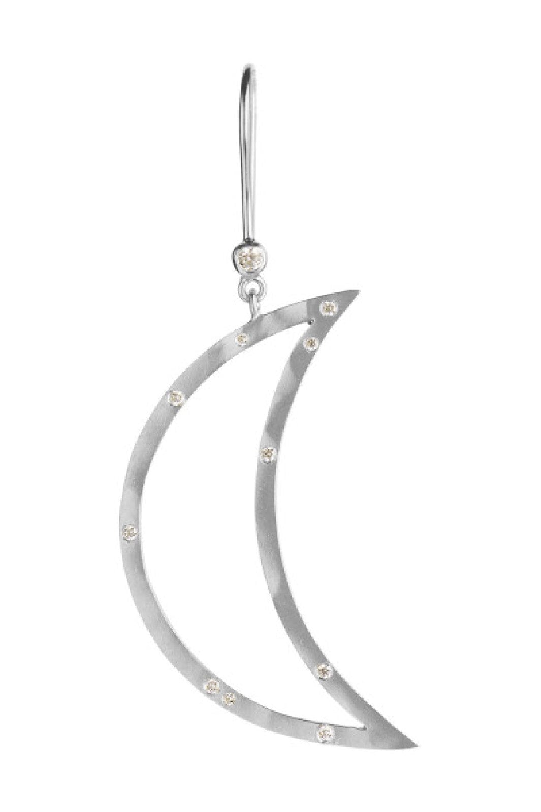 Stine A - Big Bella Moon With Stones Earring Silver - 1260-00-S