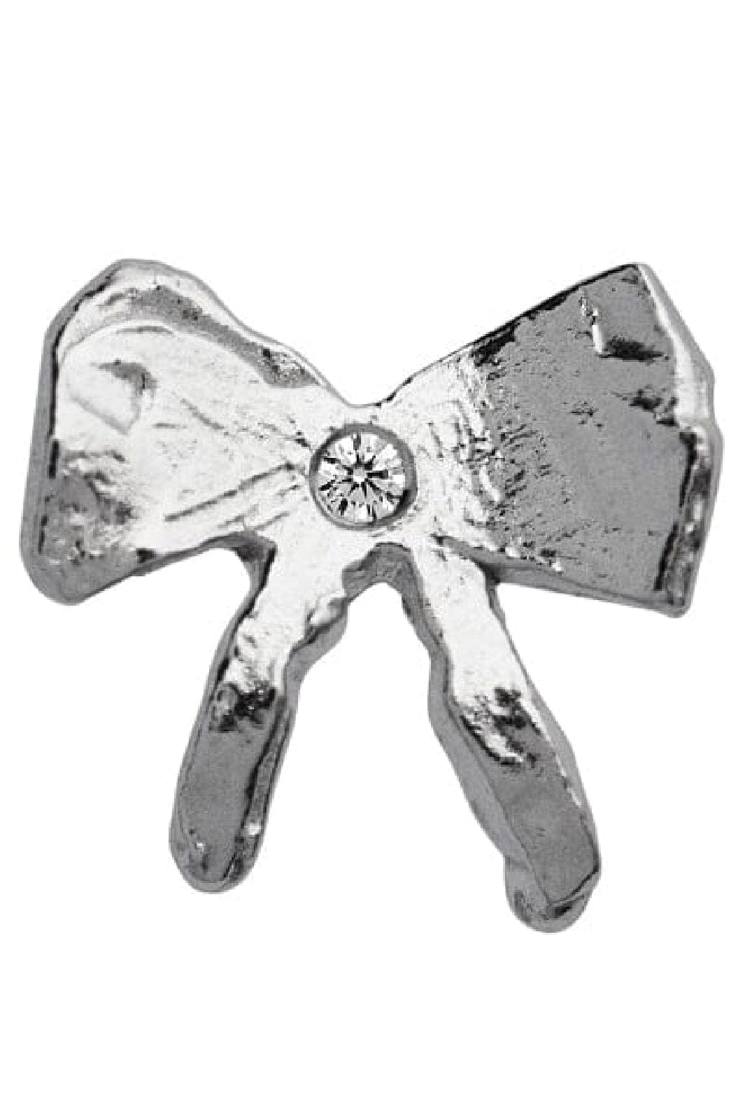 Stine A - Petit Bow Earring With Stone Silver - Single - 1344-00-S