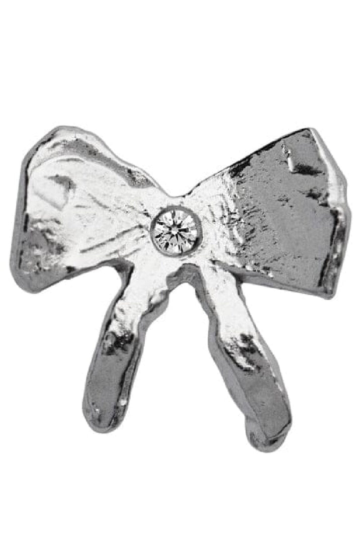 Stine A - Petit Bow Earring With Stone Silver - Single - 1344-00-S