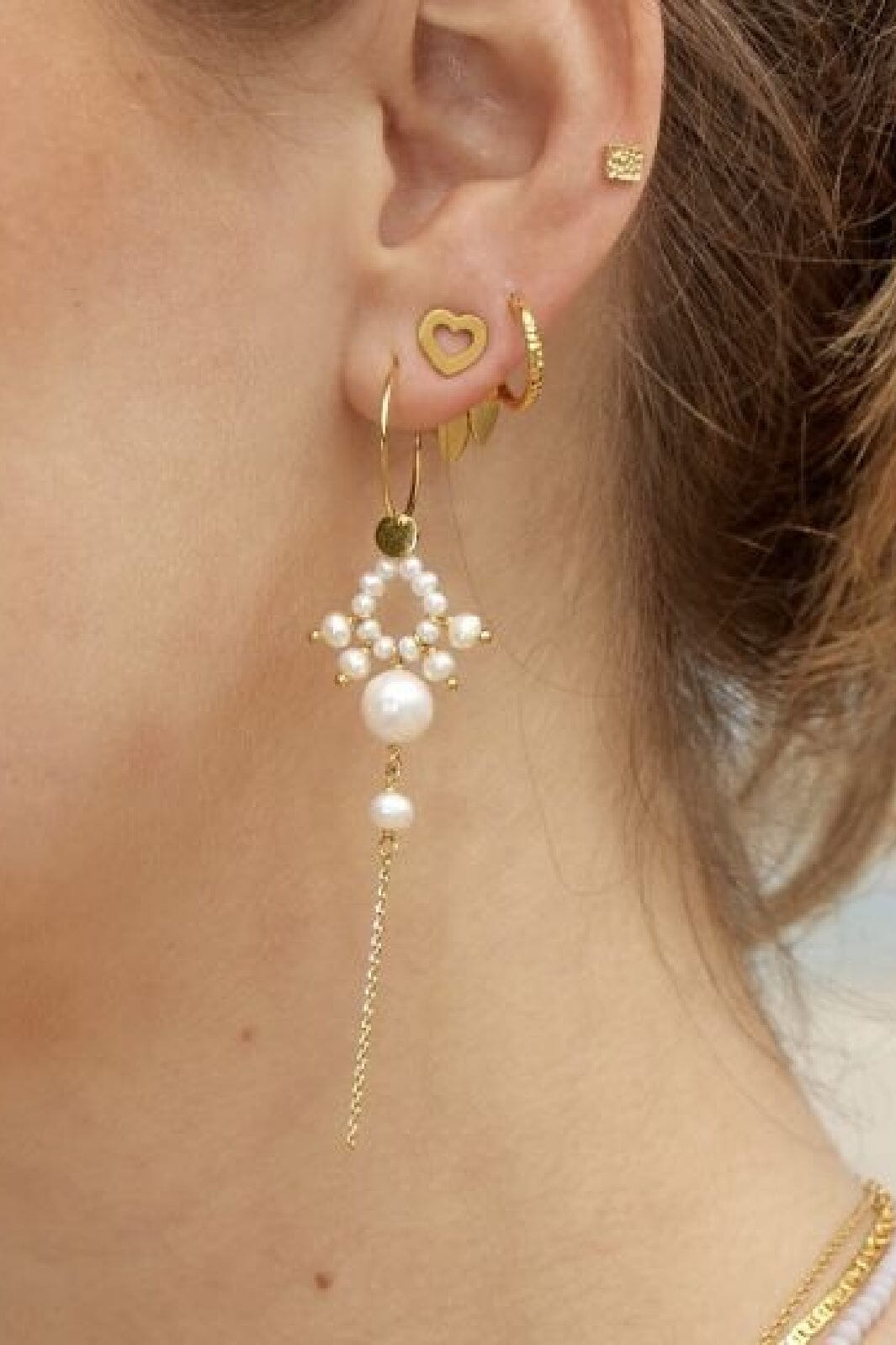 Stine A - Petit Tinsel Creol Earring Goldenen - 1094-02-S