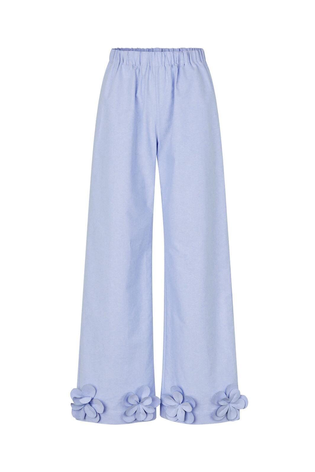 Stine Goya - 2464 Floral Shirting, Floral Elasticated Long Pantssg-ps26-p109-2464 - Brunnera Blue Bukser 