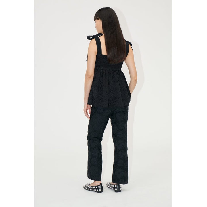 Stine Goya - Contrasted Tie Top, 2320 Fil Coupé - Jet Black