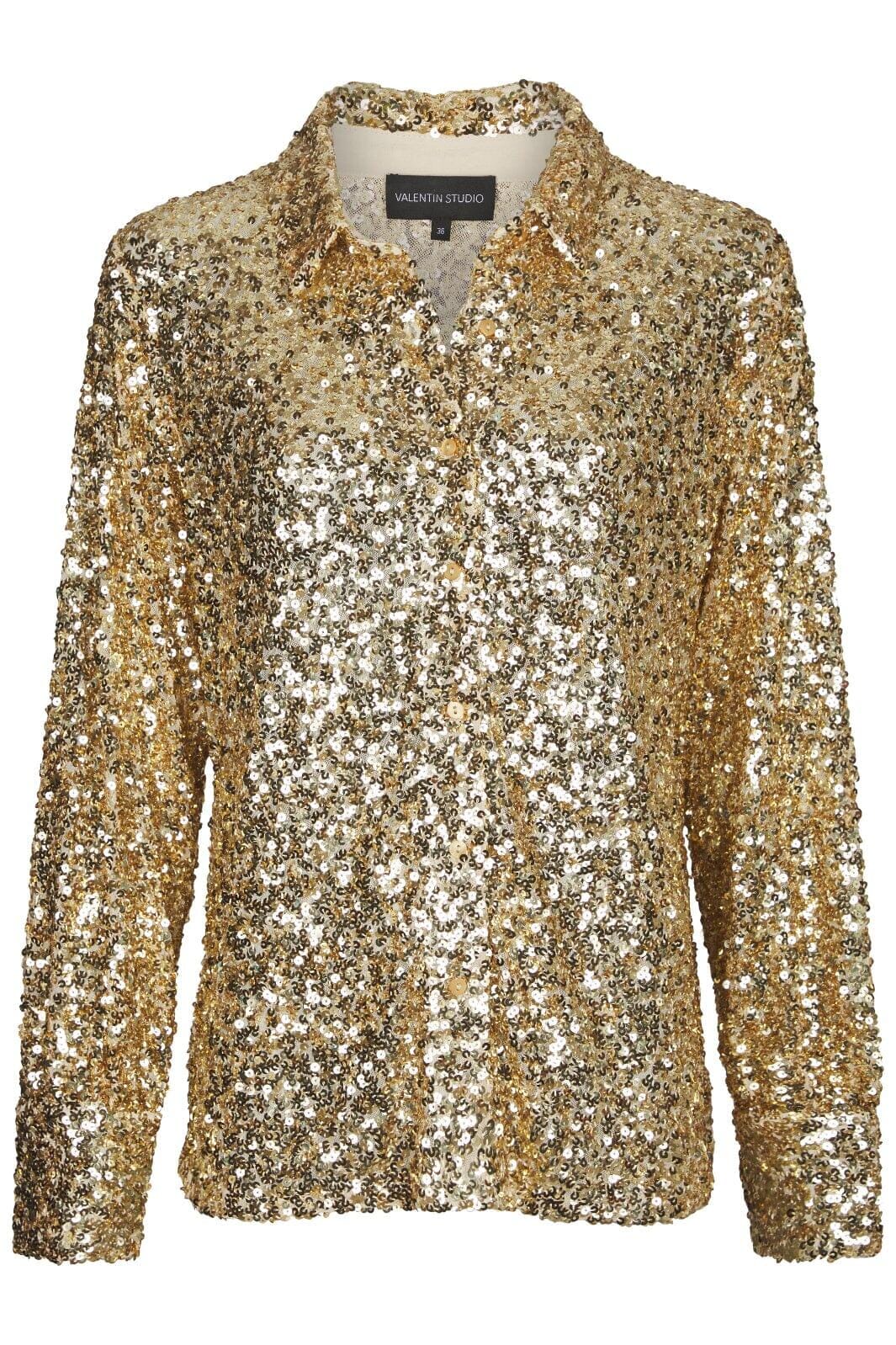 Valentin Studio - Classy Sequins Shirt 163336 - 221 - Gold Skjorter 