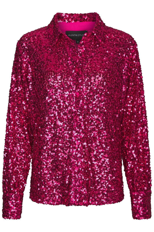 Valentin Studio - Classy Sequins Shirt 163336 - 457 - Pink/Red Skjorter 