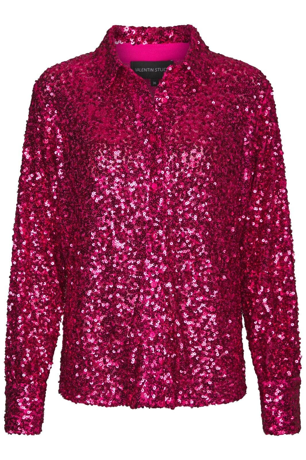 Valentin Studio - Classy Sequins Shirt 163336 - 457 - Pink/Red Skjorter 