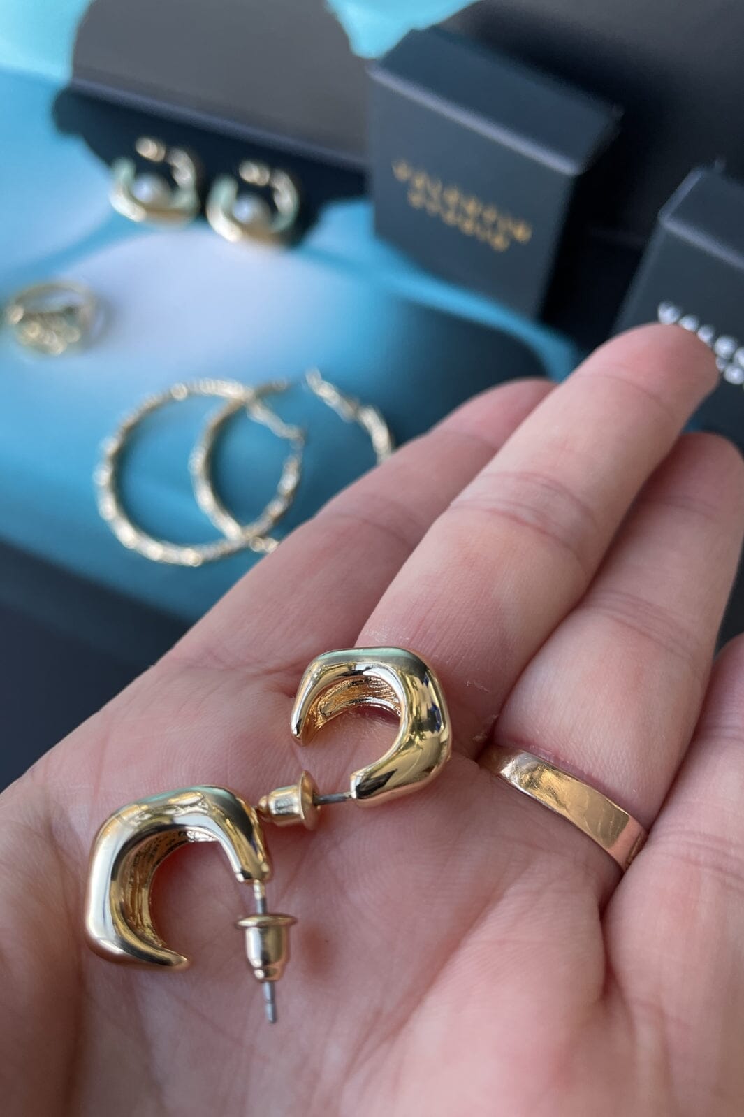 Valentin Studio - Deep Blue Earring - Forgyldt