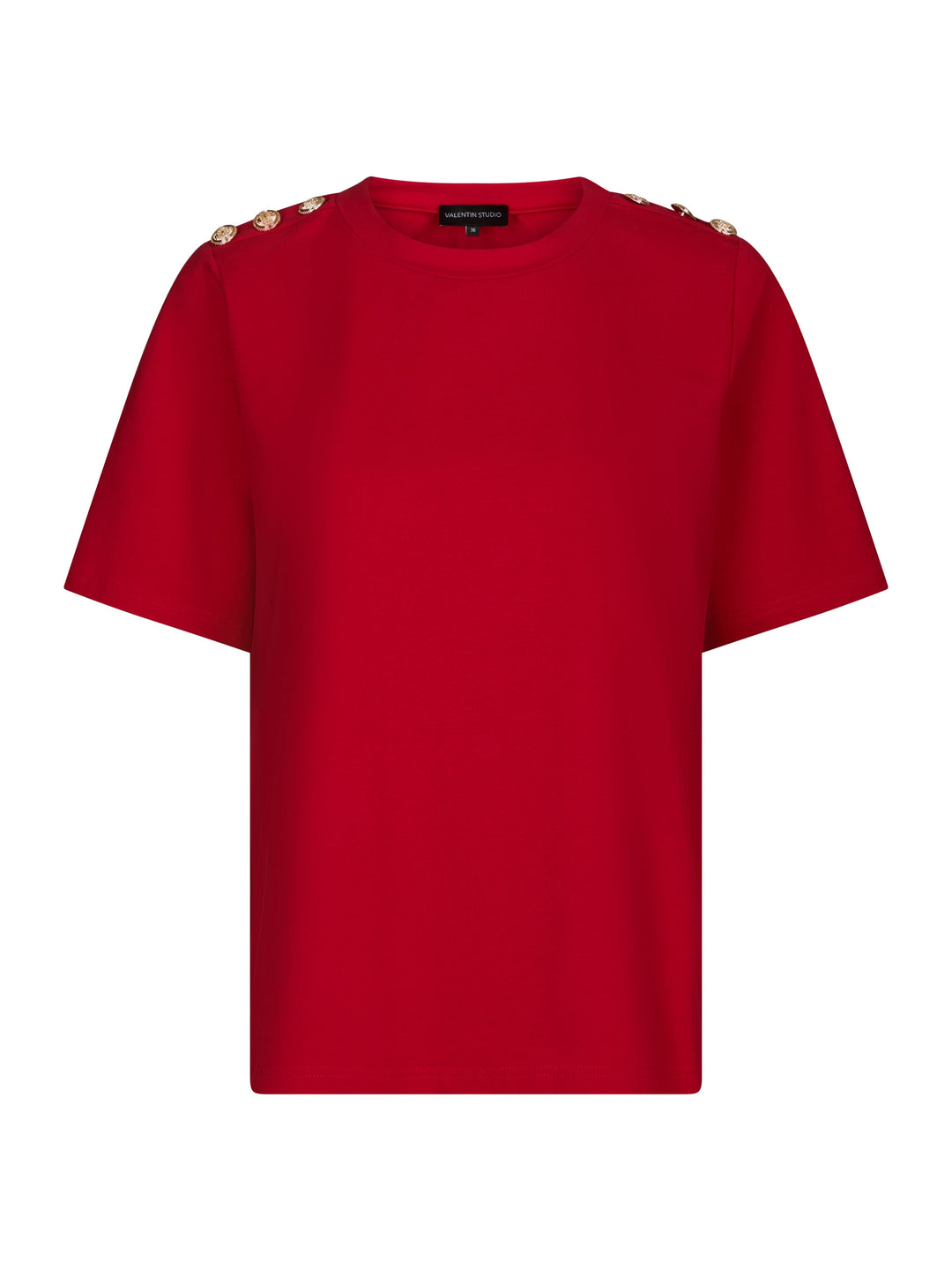 Valentin Studio - Gold Button Casual T-Shirt 162366 - 160 - Red T-shirts 