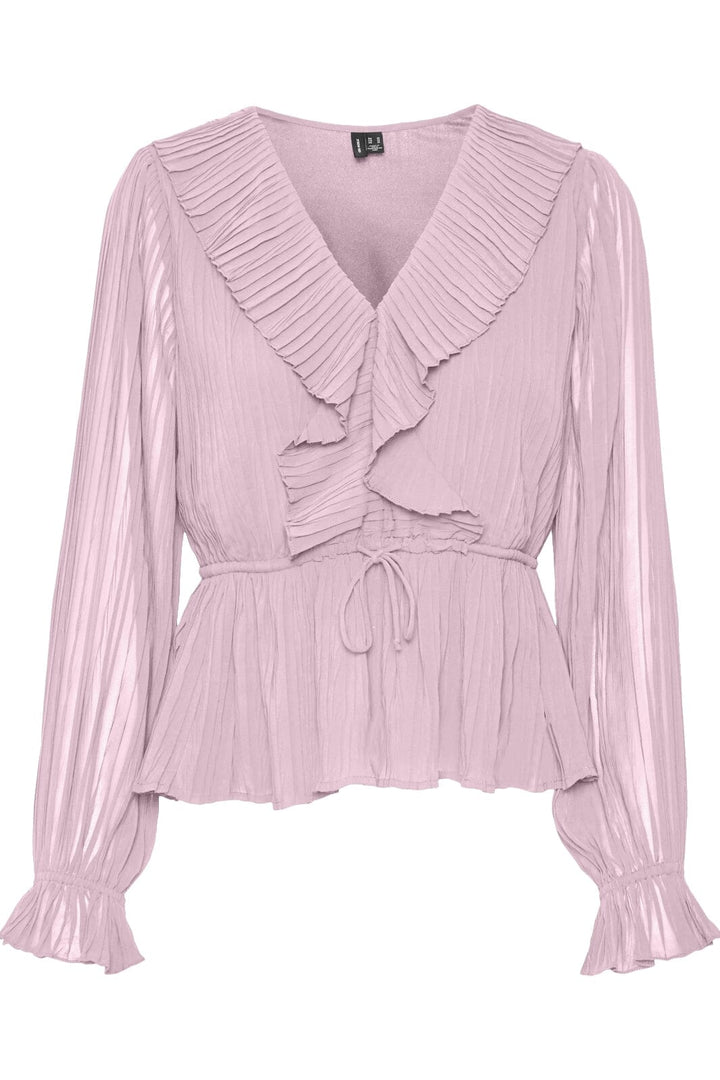 Vero Moda - Vmdora L/S Frill Pleat Top - 4858063 Pink-A-Boo