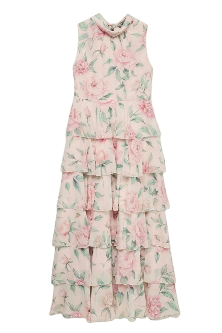 Vero Moda - Vmfelicia Sl Highneck Ruf Maxi Dress - 5091069 Peony Flower