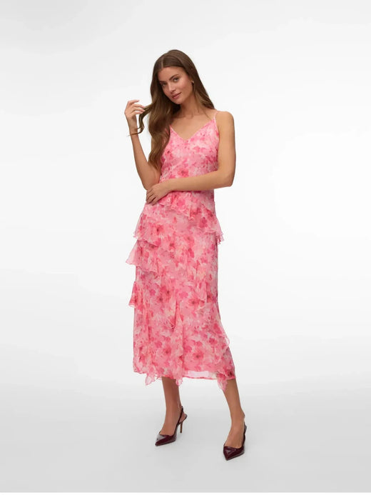 Vero Moda - Vmsmilla Sl Long Frill Dress - 5048321 Rose Shadow Sally Kjoler 