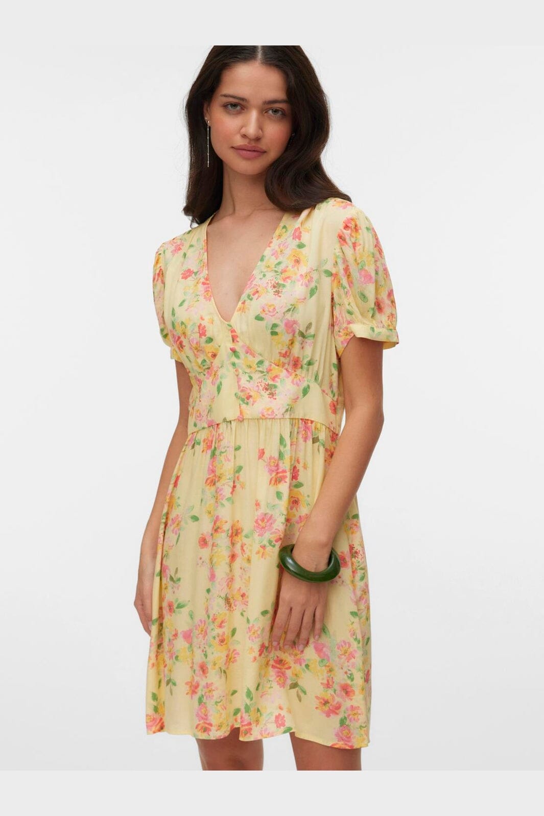 Vero Moda - Vmvilma Holy Ss Short Dress - 5035032 Golden Haze Holly