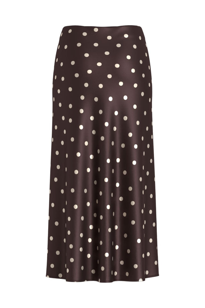 Vila - Viellette Midi Skirt - 5074897 Coffee Bean Sandshell Dots