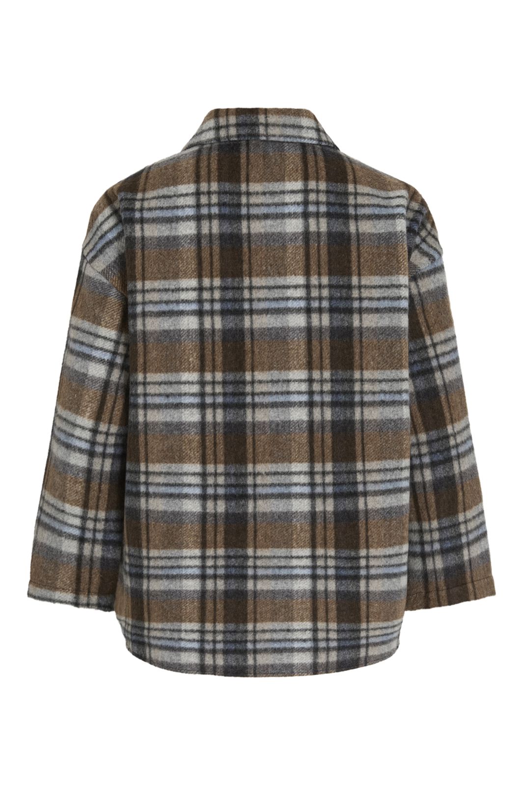Vila - Viemie L/S Checked Shacket - 5098983 Nuthatch Coffee Bean/Blue
