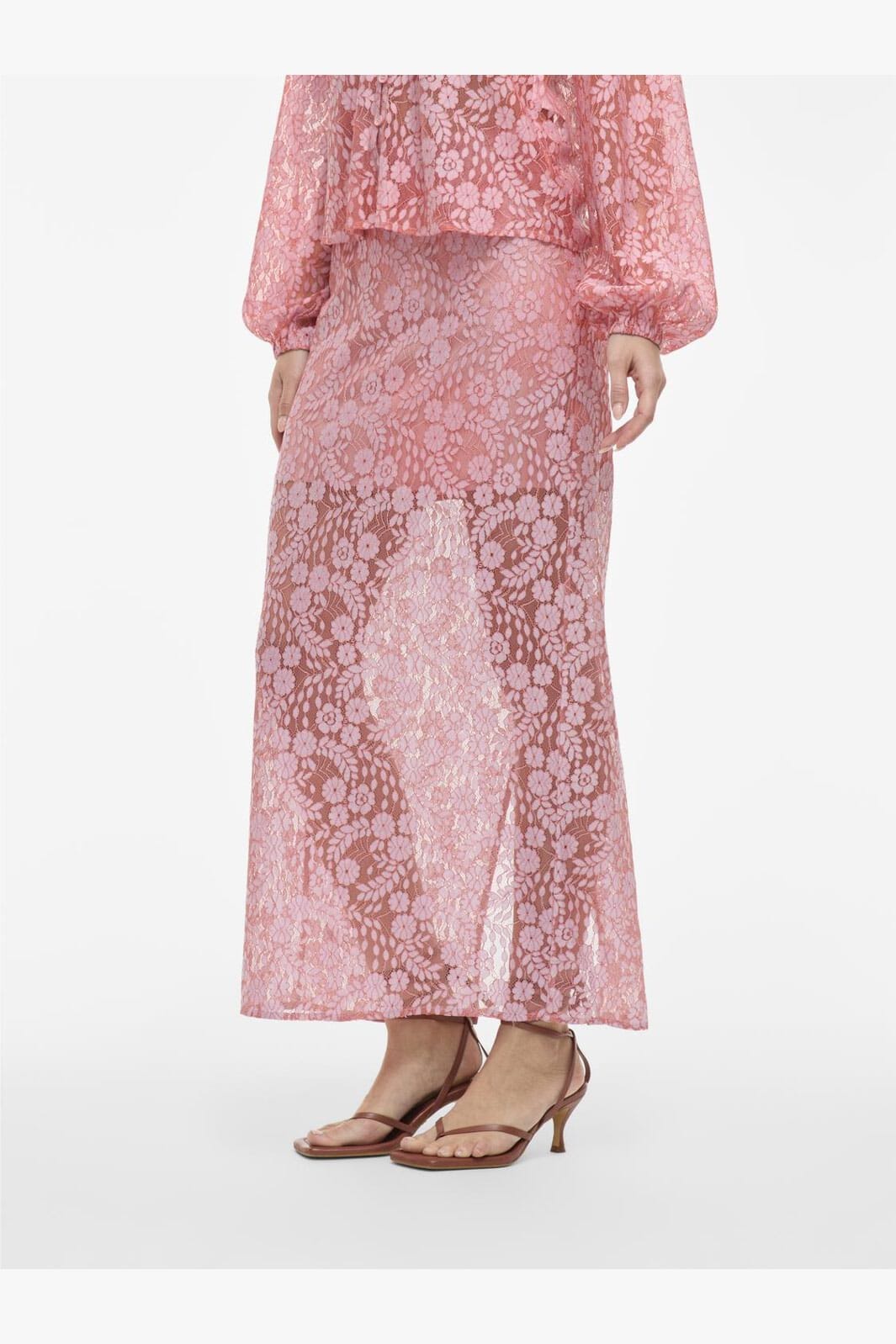 Vila - Vihibo Midi Lace Skirt - 4900037 Ballerina Two Tone Lace