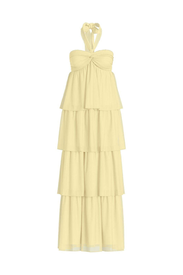 Vila - Vilea Halterneck Layered Dress/Dc/Ka - 5005145 Pastel Yellow Kjoler 