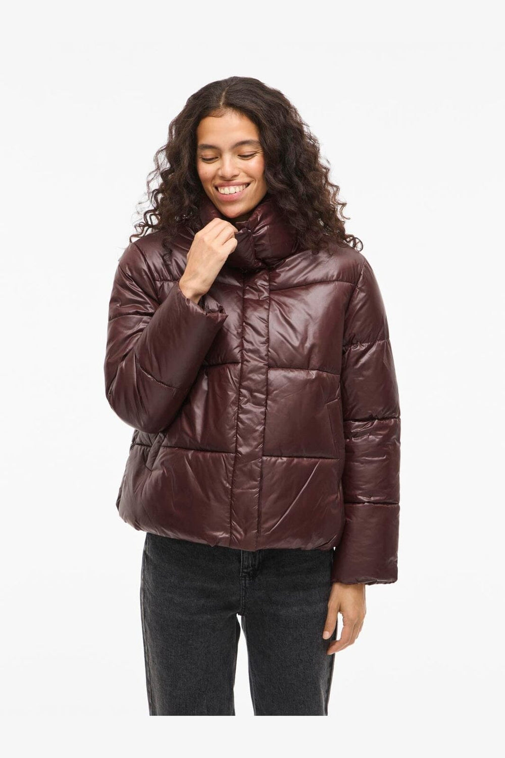 Vila - Vilidda L/S Shinny Puffer Short Jacket - 4897448 Fig