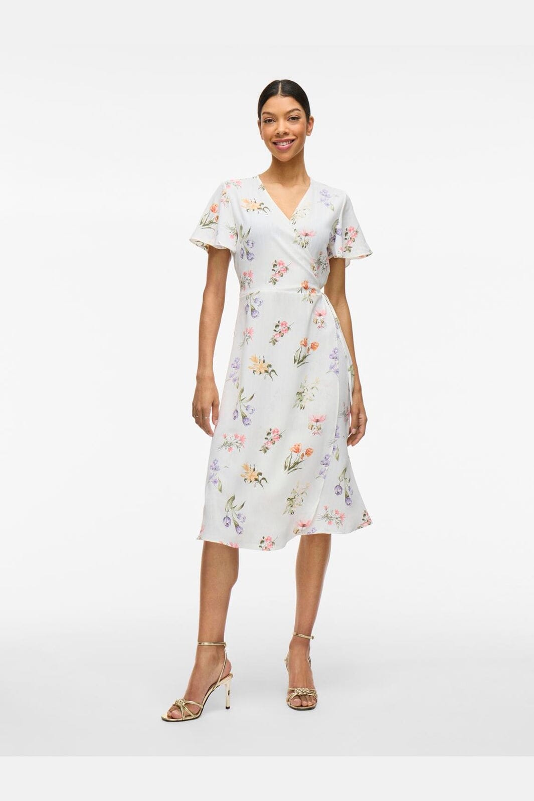 Vila - Vilovie S/S Wrap Midi Dress - 4777771 Snow White Fir