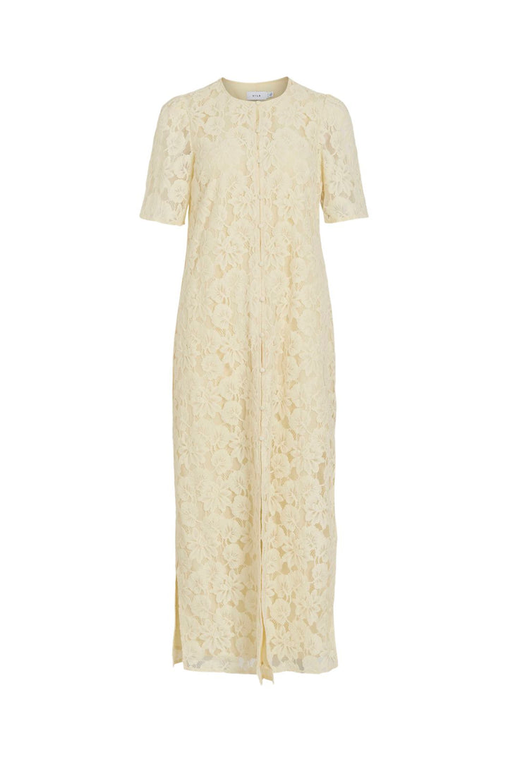 Vila - Vimala 2/4 Sleeve Lace Dress - 5089653 Pastel Yellow