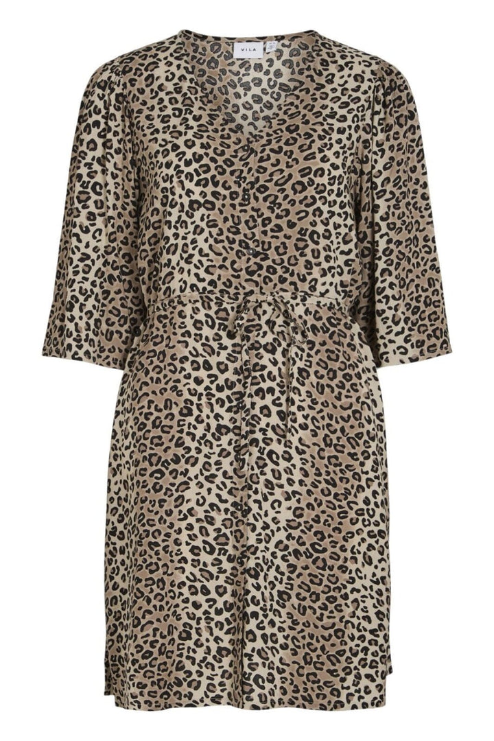 Vila - Violine 3/4 Button Dress - 4689743 Feather Gray Leo